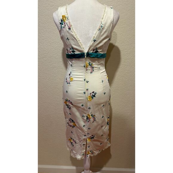 Vintage Y2K Betsey Johnson Babydoll Dress Sz 4 Floral Embroidered Pin Up Lace - Picture 8 of 13
